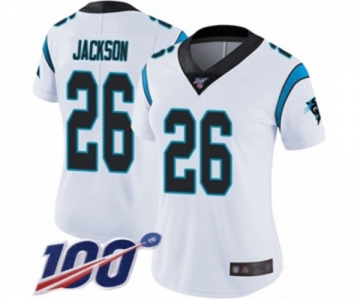 Women's Carolina Panthers #26 Donte Jackson White Vapor Untouchable Limited Player 100th Season Football Jersey