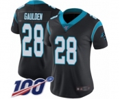 Women's Carolina Panthers #28 Rashaan Gaulden Black Team Color Vapor Untouchable Limited Player 100th Season Football Jersey