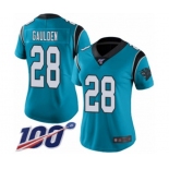 Women's Carolina Panthers #28 Rashaan Gaulden Blue Alternate Vapor Untouchable Limited Player 100th Season Football Jersey