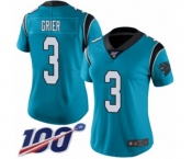 Women's Carolina Panthers #3 Will Grier Blue Alternate Vapor Untouchable Limited Player 100th Season Football Jersey