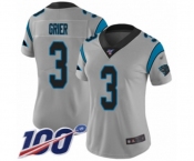 Women's Carolina Panthers #3 Will Grier Silver Inverted Legend Limited 100th Season Football Jersey