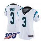 Women's Carolina Panthers #3 Will Grier White Vapor Untouchable Limited Player 100th Season Football Jersey