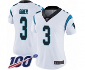 Women's Carolina Panthers #3 Will Grier White Vapor Untouchable Limited Player 100th Season Football Jersey