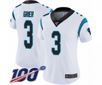 Women's Carolina Panthers #3 Will Grier White Vapor Untouchable Limited Player 100th Season Football Jersey