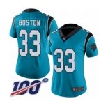 Women's Carolina Panthers #33 Tre Boston Limited Blue Rush Vapor Untouchable 100th Season Football Jersey