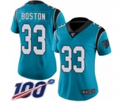 Women's Carolina Panthers #33 Tre Boston Limited Blue Rush Vapor Untouchable 100th Season Football Jersey