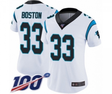 Women's Carolina Panthers #33 Tre Boston White Vapor Untouchable Limited Player 100th Season Football Jersey