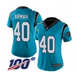 Women's Carolina Panthers #40 Alex Armah Limited Blue Rush Vapor Untouchable 100th Season Football Jersey