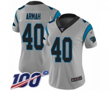 Women's Carolina Panthers #40 Alex Armah Silver Inverted Legend Limited 100th Season Football Jersey