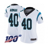 Women's Carolina Panthers #40 Alex Armah White Vapor Untouchable Limited Player 100th Season Football Jersey