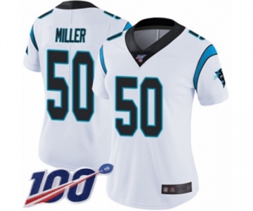 Women's Carolina Panthers #50 Christian Miller White Vapor Untouchable Limited Player 100th Season Football Jersey