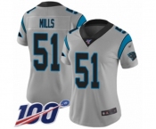 Women's Carolina Panthers #51 Sam Mills Silver Inverted Legend Limited 100th Season Football Jersey