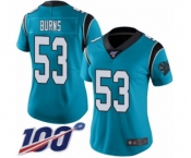 Women's Carolina Panthers #53 Brian Burns Blue Alternate Vapor Untouchable Limited Player 100th Season Football Jersey