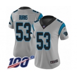 Women's Carolina Panthers #53 Brian Burns Silver Inverted Legend Limited 100th Season Football Jersey