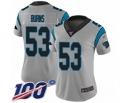 Women's Carolina Panthers #53 Brian Burns Silver Inverted Legend Limited 100th Season Football Jersey