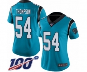 Women's Carolina Panthers #54 Shaq Thompson Limited Blue Rush Vapor Untouchable 100th Season Football Jersey