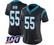 Women's Carolina Panthers #55 Bruce Irvin Black Team Color Vapor Untouchable Limited Player 100th Season Football Jersey