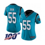 Women's Carolina Panthers #55 Bruce Irvin Limited Blue Rush Vapor Untouchable 100th Season Football Jersey