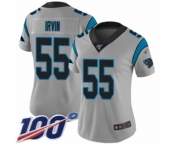 Women's Carolina Panthers #55 Bruce Irvin Silver Inverted Legend Limited 100th Season Football Jersey