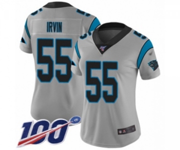 Women's Carolina Panthers #55 Bruce Irvin Silver Inverted Legend Limited 100th Season Football Jersey