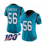 Women's Carolina Panthers #56 Jermaine Carter Limited Blue Rush Vapor Untouchable 100th Season Football Jersey