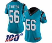 Women's Carolina Panthers #56 Jermaine Carter Limited Blue Rush Vapor Untouchable 100th Season Football Jersey