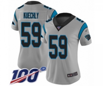 Women's Carolina Panthers #59 Luke Kuechly Silver Inverted Legend Limited 100th Season Football Jersey