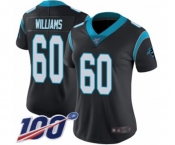 Women's Carolina Panthers #60 Daryl Williams Black Team Color Vapor Untouchable Limited Player 100th Season Football Jersey