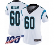 Women's Carolina Panthers #60 Daryl Williams White Vapor Untouchable Limited Player 100th Season Football Jersey