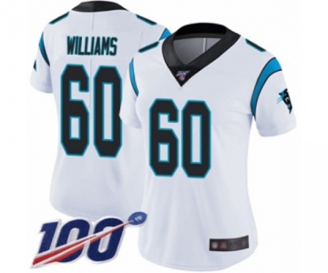 Women's Carolina Panthers #60 Daryl Williams White Vapor Untouchable Limited Player 100th Season Football Jersey