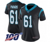 Women's Carolina Panthers #61 Matt Paradis Black Team Color Vapor Untouchable Limited Player 100th Season Football Jersey