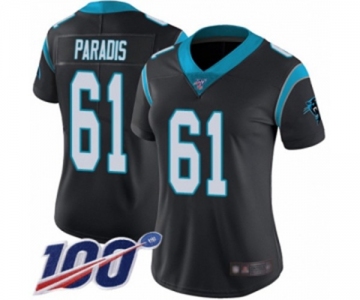 Women's Carolina Panthers #61 Matt Paradis Black Team Color Vapor Untouchable Limited Player 100th Season Football Jersey