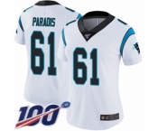 Women's Carolina Panthers #61 Matt Paradis White Vapor Untouchable Limited Player 100th Season Football Jersey