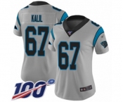 Women's Carolina Panthers #67 Ryan Kalil Silver Inverted Legend Limited 100th Season Football Jersey