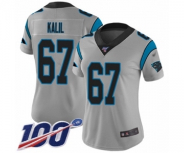 Women's Carolina Panthers #67 Ryan Kalil Silver Inverted Legend Limited 100th Season Football Jersey