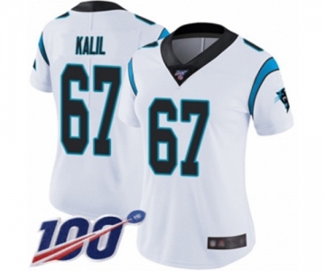 Women's Carolina Panthers #67 Ryan Kalil White Vapor Untouchable Limited Player 100th Season Football Jersey