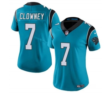 Women's Carolina Panthers #7 Jadeveon Clowney Blue Stitched Jersey