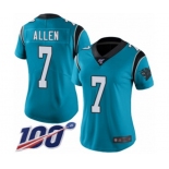 Women's Carolina Panthers #7 Kyle Allen Blue Alternate Vapor Untouchable Limited Player 100th Season Football Jersey