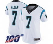 Women's Carolina Panthers #7 Kyle Allen White Vapor Untouchable Limited Player 100th Season Football Jersey