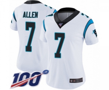 Women's Carolina Panthers #7 Kyle Allen White Vapor Untouchable Limited Player 100th Season Football Jersey