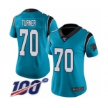 Women's Carolina Panthers #70 Trai Turner Blue Alternate Vapor Untouchable Limited Player 100th Season Football Jersey