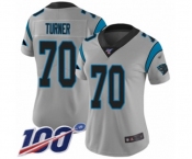 Women's Carolina Panthers #70 Trai Turner Silver Inverted Legend Limited 100th Season Football Jersey