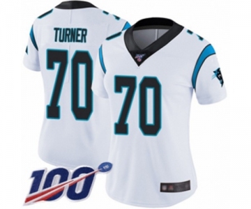 Women's Carolina Panthers #70 Trai Turner White Vapor Untouchable Limited Player 100th Season Football Jersey