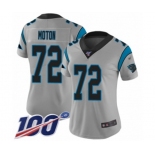 Women's Carolina Panthers #72 Taylor Moton Silver Inverted Legend Limited 100th Season Football Jersey