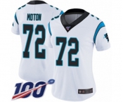 Women's Carolina Panthers #72 Taylor Moton White Vapor Untouchable Limited Player 100th Season Football Jersey