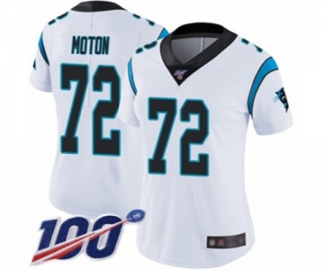 Women's Carolina Panthers #72 Taylor Moton White Vapor Untouchable Limited Player 100th Season Football Jersey