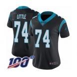 Women's Carolina Panthers #74 Greg Little Black Team Color Vapor Untouchable Limited Player 100th Season Football Jersey