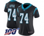 Women's Carolina Panthers #74 Greg Little Black Team Color Vapor Untouchable Limited Player 100th Season Football Jersey