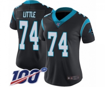 Women's Carolina Panthers #74 Greg Little Black Team Color Vapor Untouchable Limited Player 100th Season Football Jersey