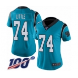 Women's Carolina Panthers #74 Greg Little Blue Alternate Vapor Untouchable Limited Player 100th Season Football Jersey